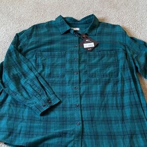 Ava & Viv Turquoise Plaid Button Down Shirt